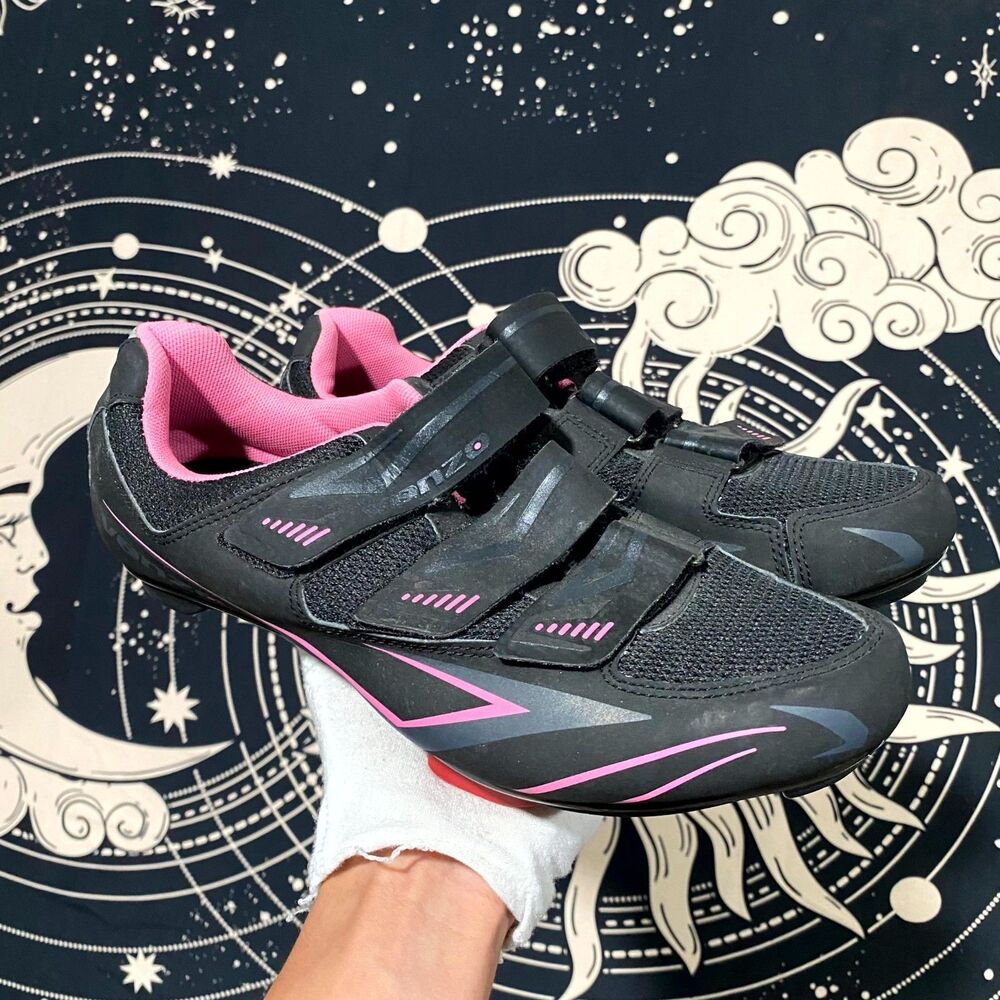 Venzo Athletic Sneaker Unisex W9.5/M8 Black Mesh Road Cycling Racing Sports